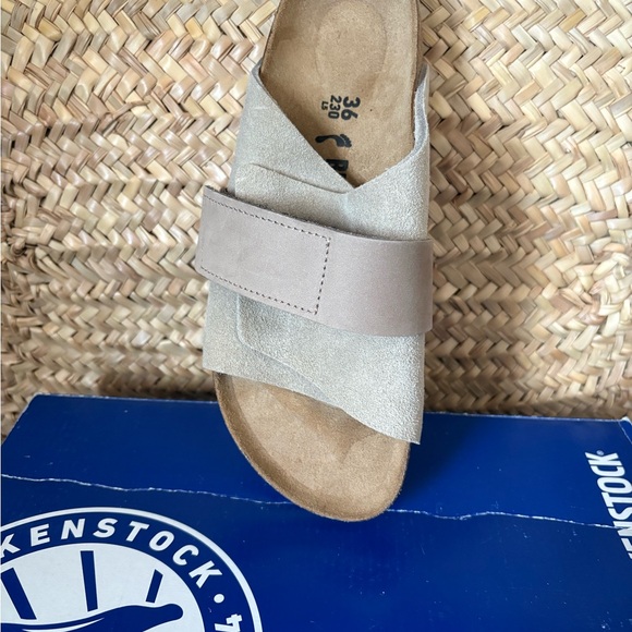 Birkenstock Kyoto Taupe Suede Sandals - Picture 2 of 4
